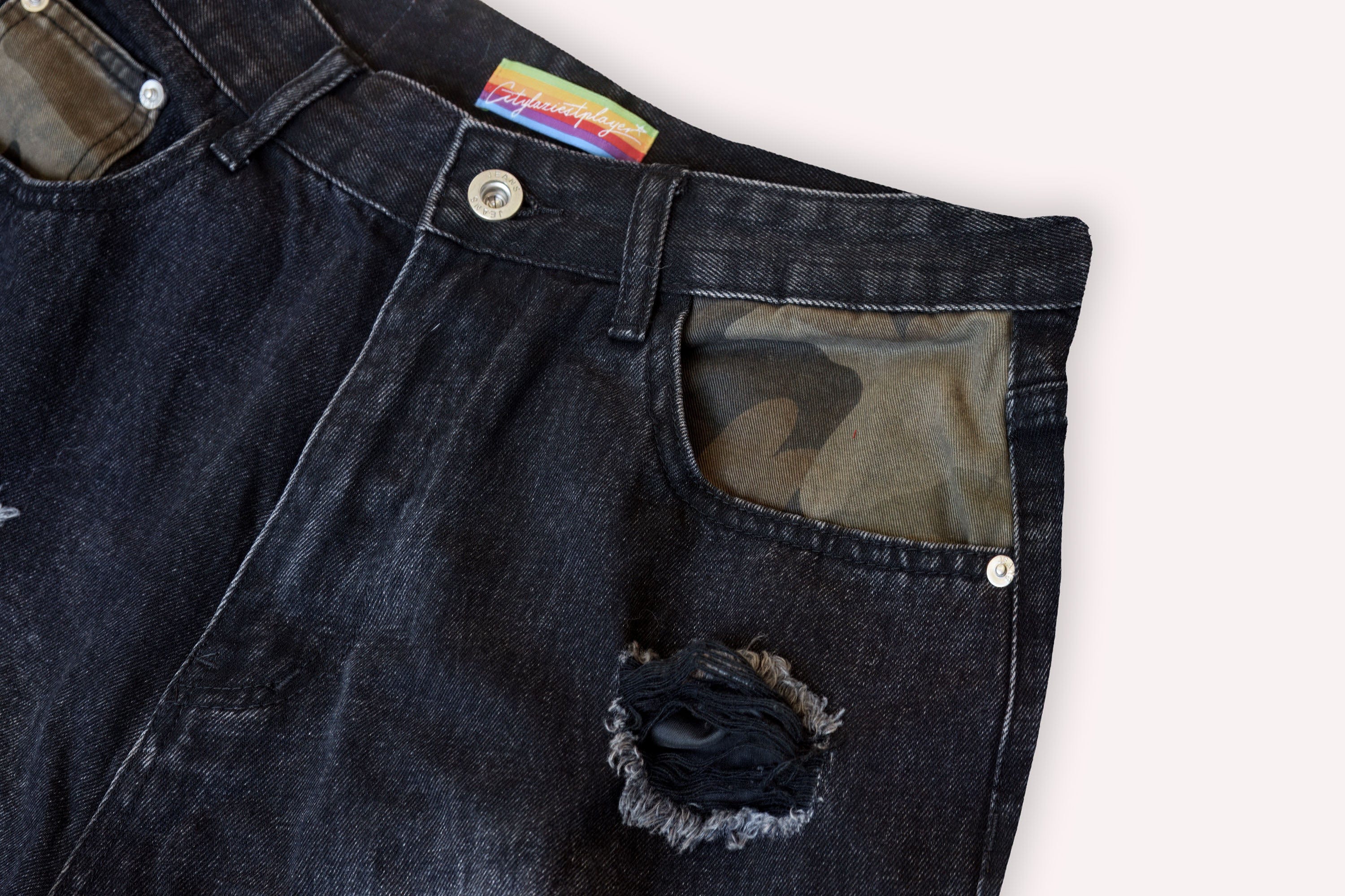 CLP Distressed Layered Camo Cargo Shorts