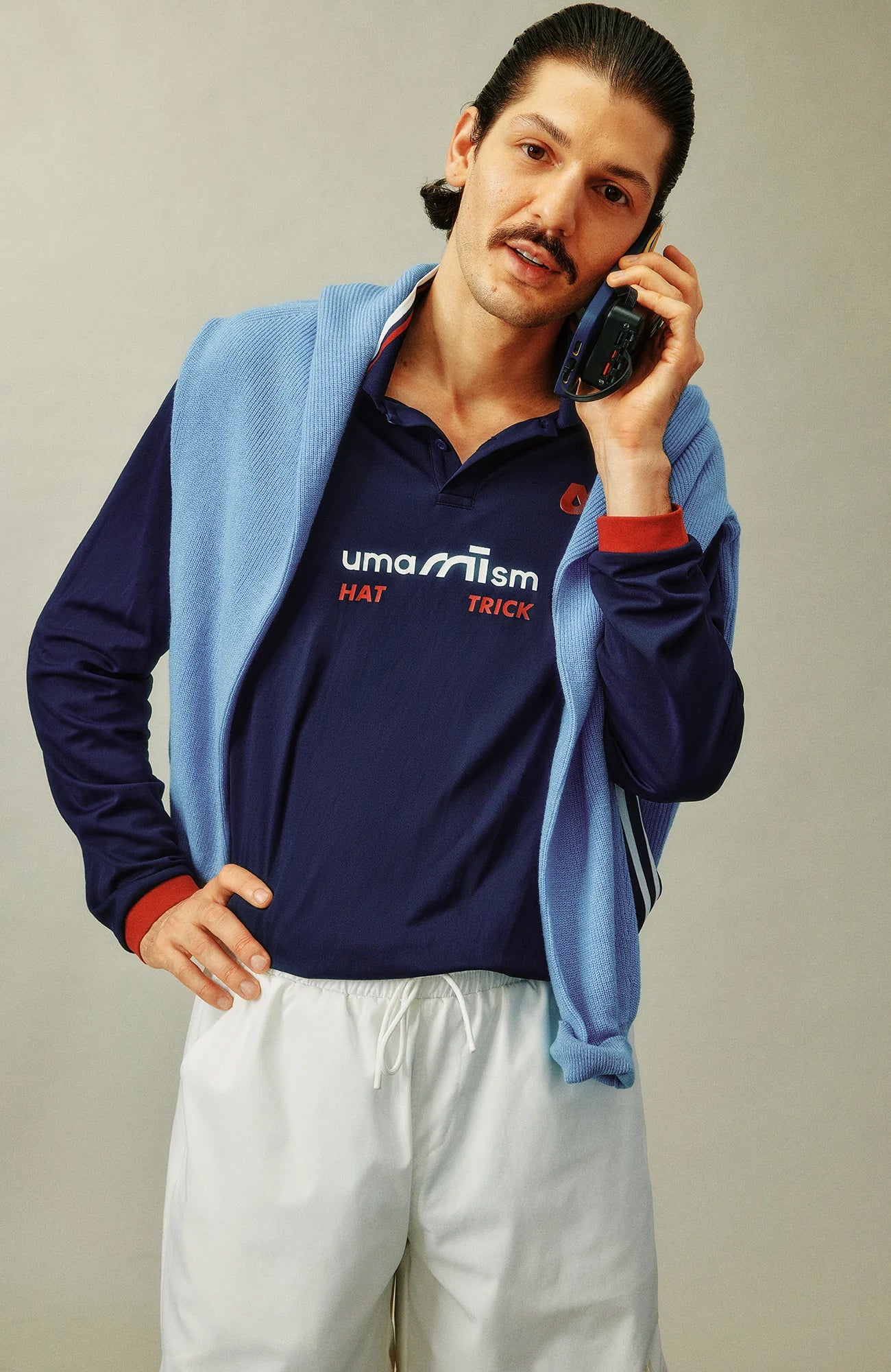 UMAMIISM Quick-Dry Striped Polo Long Sleeve Tee