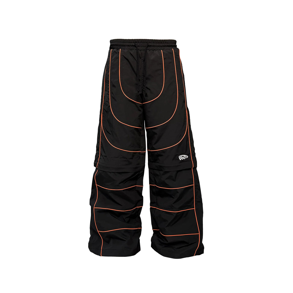 PCCVISION Contrast-Stitch Detachable Paneled Wide-Leg Pants
