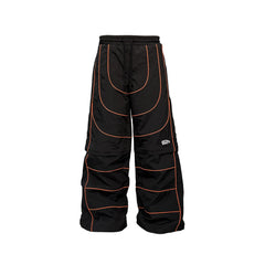 PCCVISION Contrast-Stitch Detachable Paneled Wide-Leg Pants