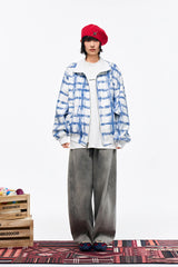 OVERLAPS Washed Drawstring Wide-Leg Jeans