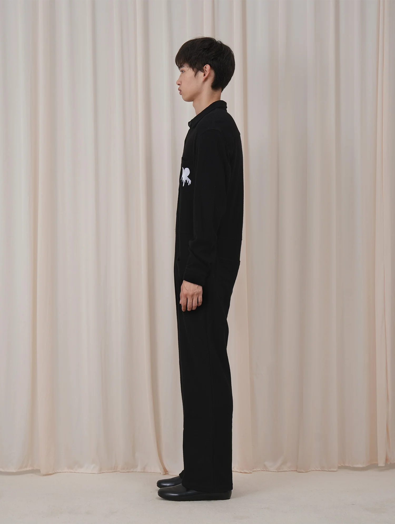 OUYANG WENJUN Wool Fluid-Heart Embroidered Jumpsuit