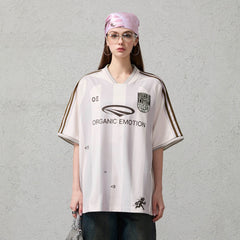 ORGANIC EMOTION Striped Badge Graphics Soccer Jersey