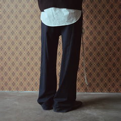 RICHILL Asymmetric Waist Pinstripe Pleated Wide-Leg Trousers