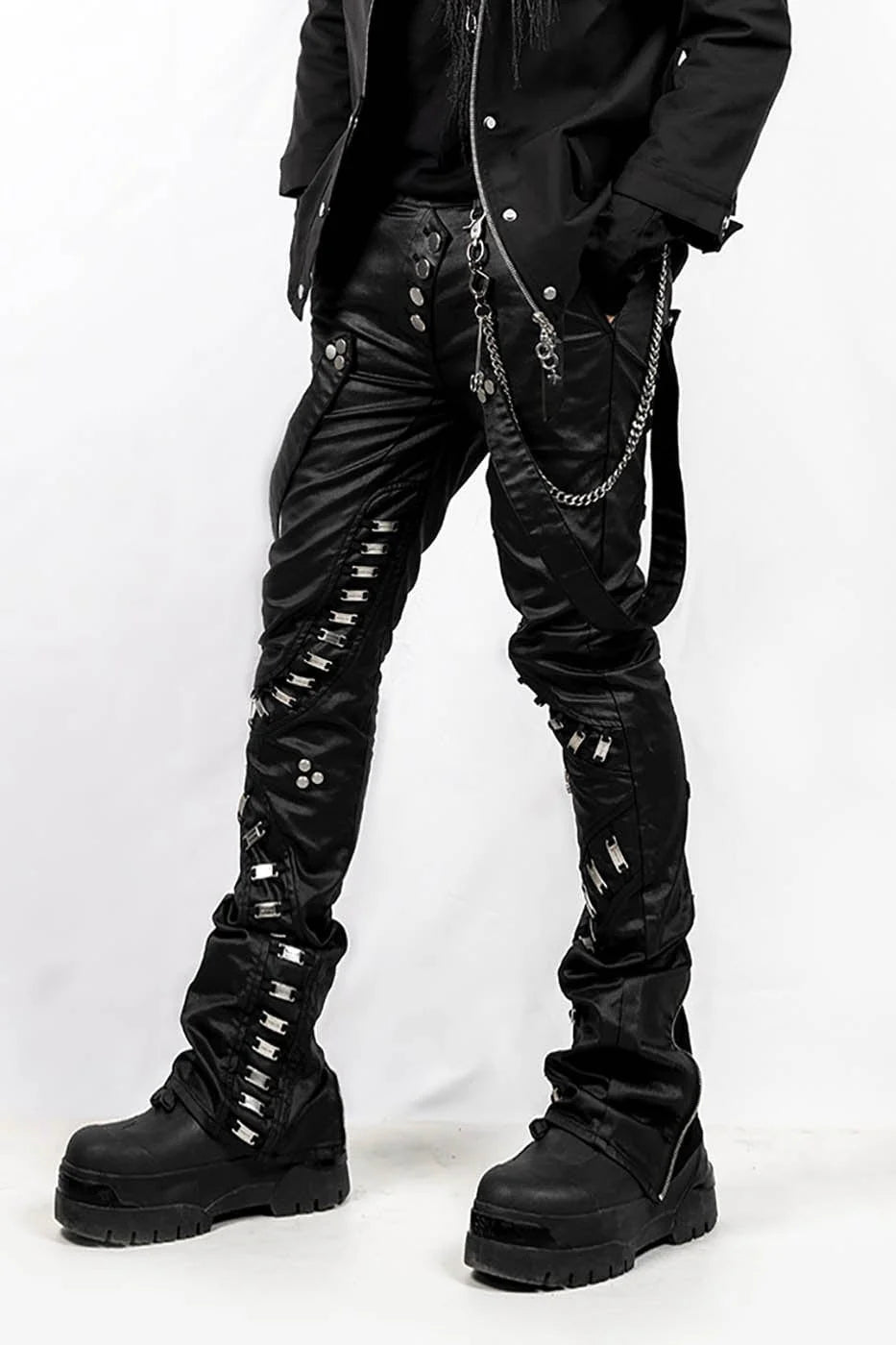 INSIDE OUT Exoskeleton Strapped Zipper Pants