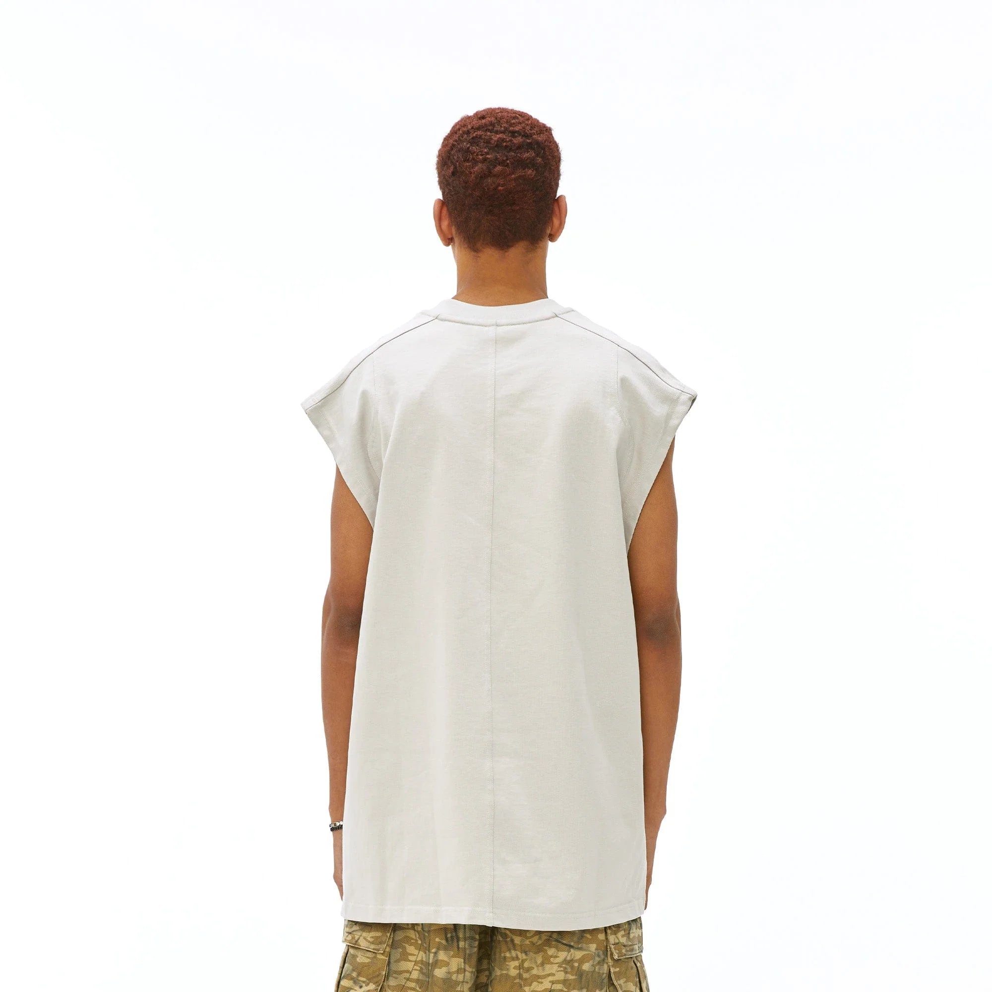 VANN VALRENCE Slogan Graphic Oversized Sleeveless Tee