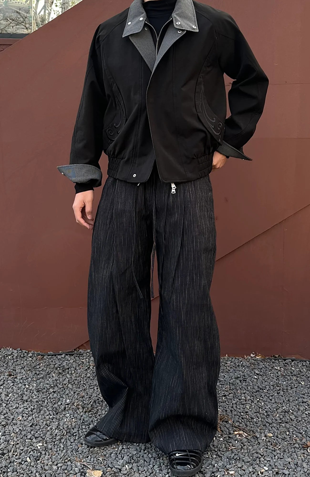 CATSSTAC Striped Double-Pleat Trousers