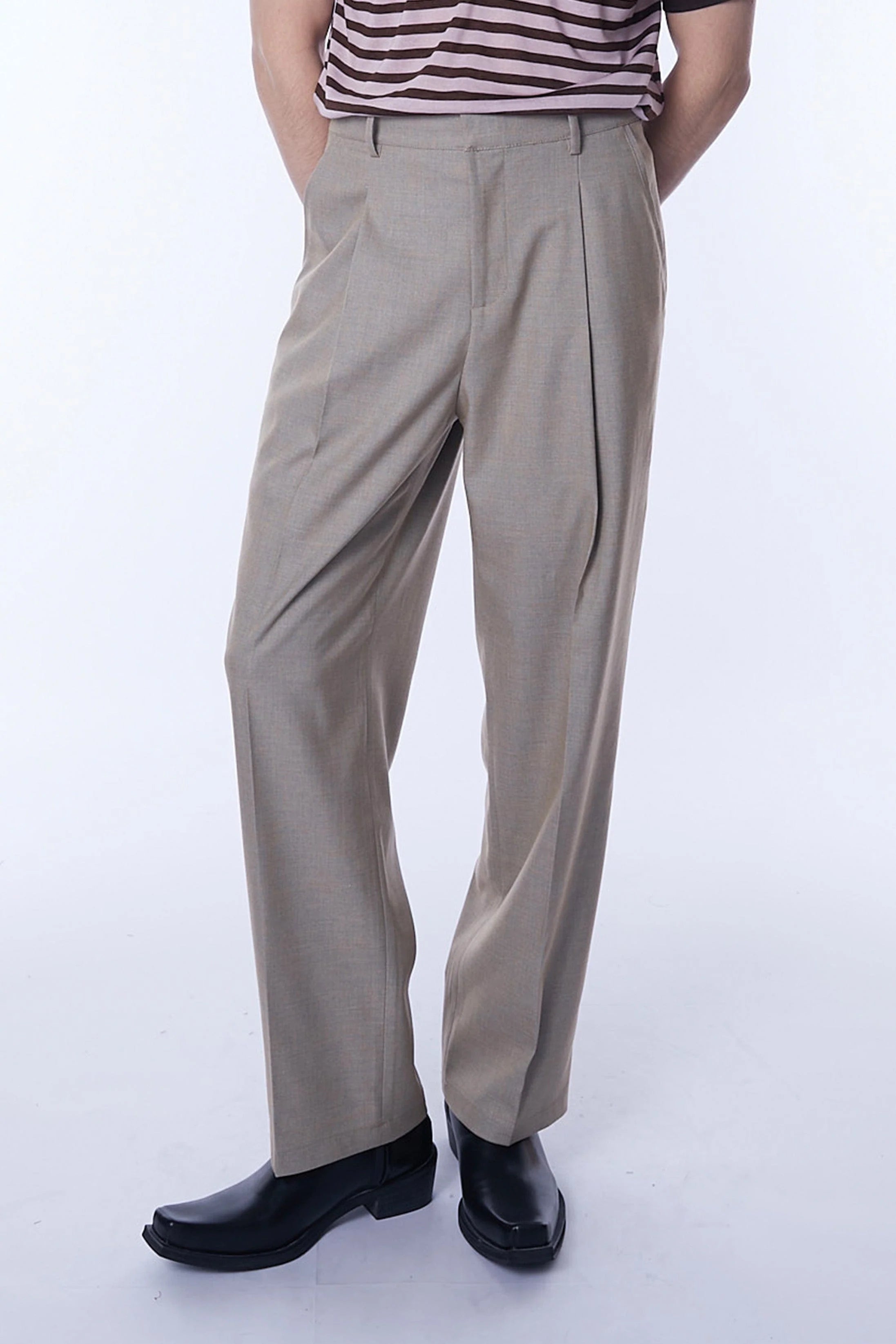 ASSEEN Essential Pleated Straight-Leg Cigarette Trousers
