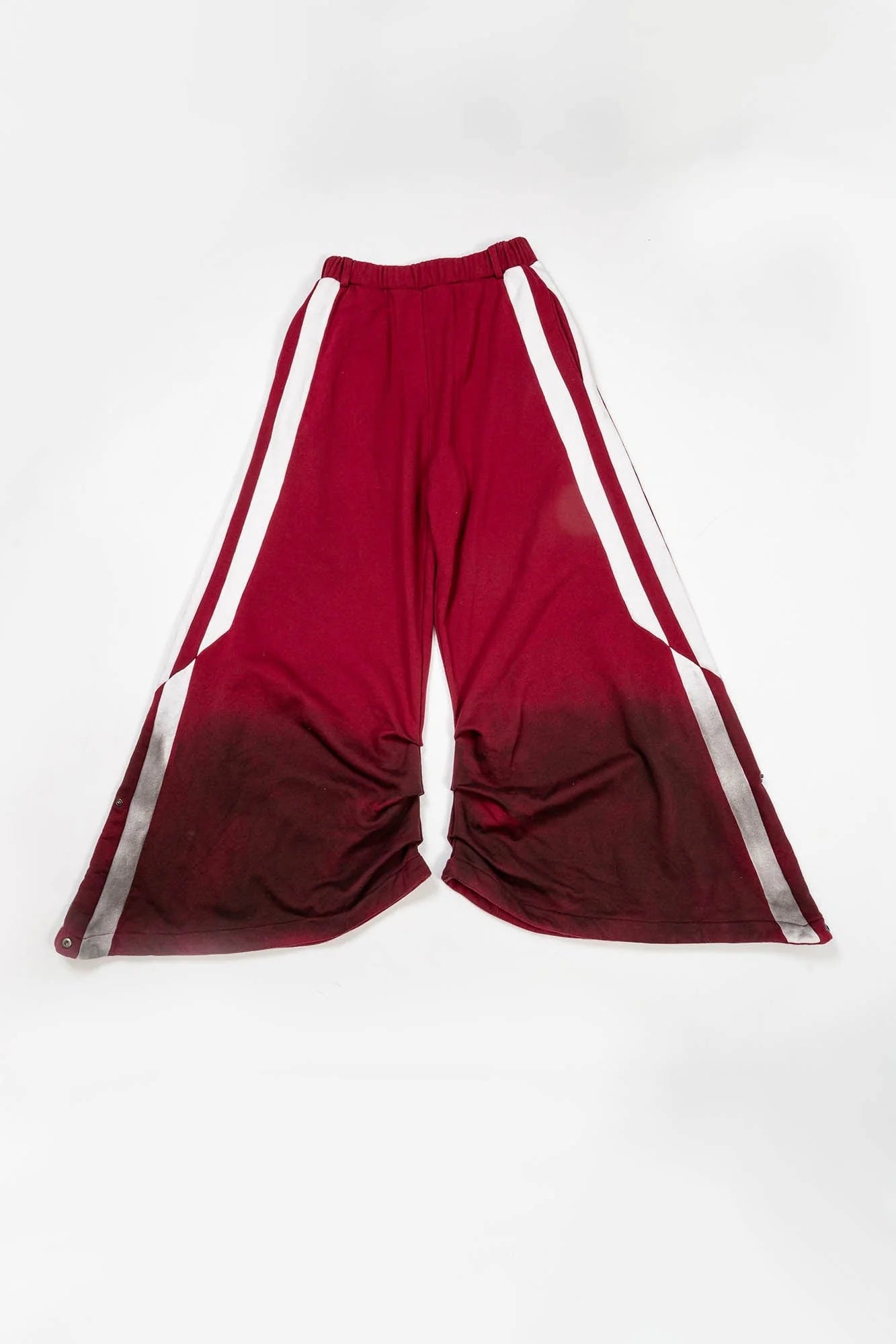 KADAKADA Distressed Three-Stripe Wide-Leg Track Pants