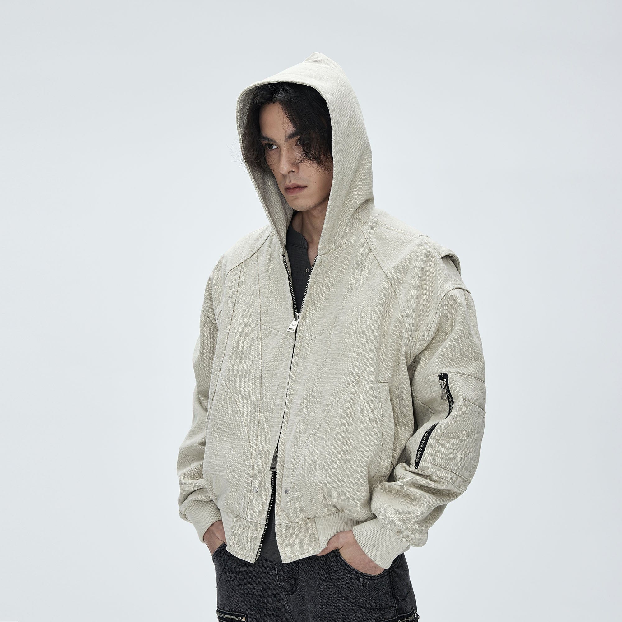 CATSSTAC Deconstructed Paneled Washed Hooded Jacket