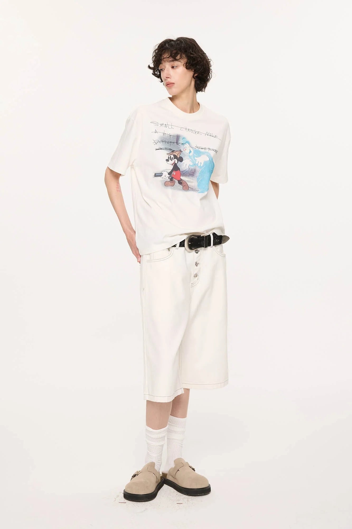 KREATE Essential Button-Up Stitched Denim Shorts