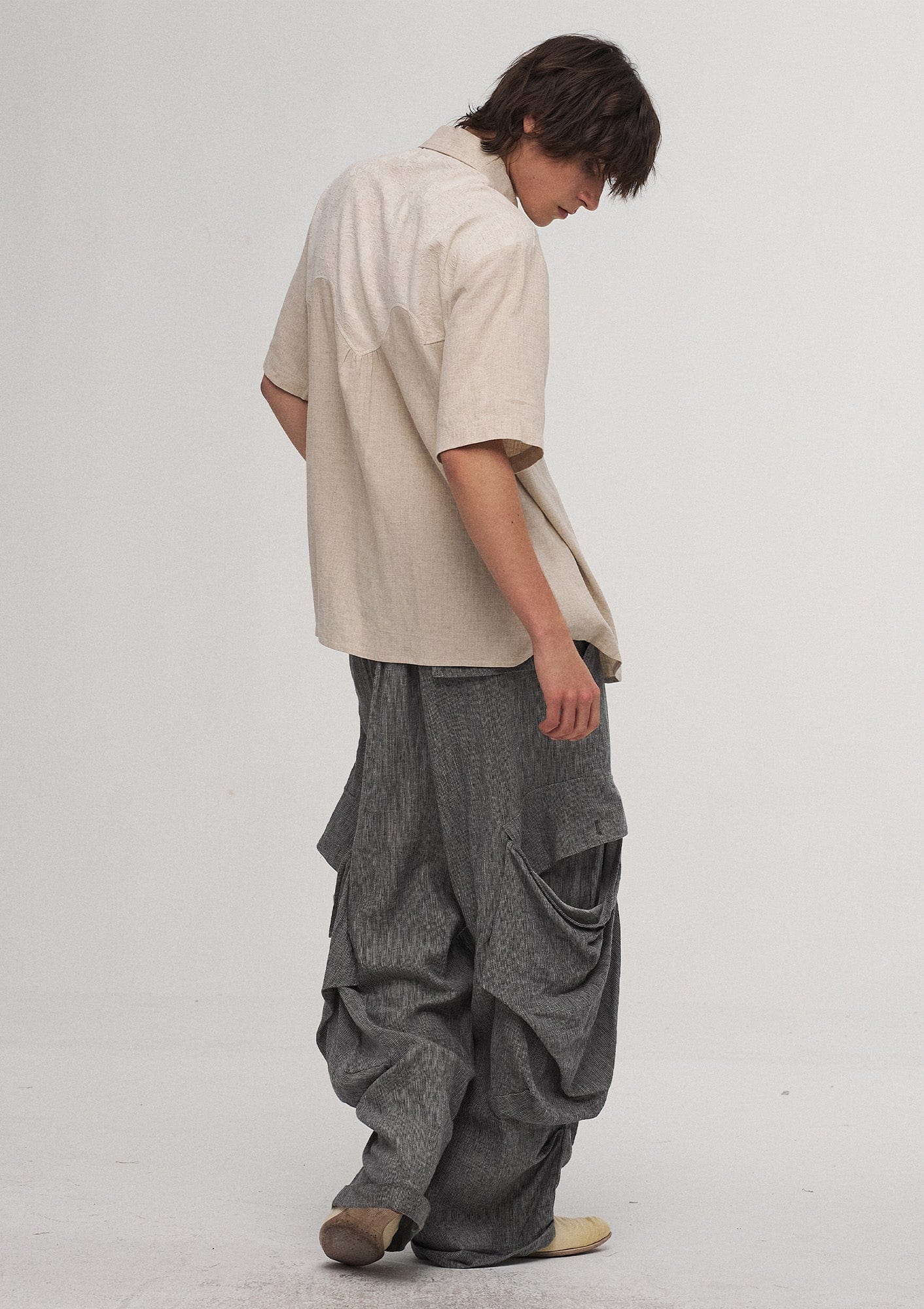 ILNya Nieternite Nifutur Big Pockets Cotton-Linen Wide-Leg Pants