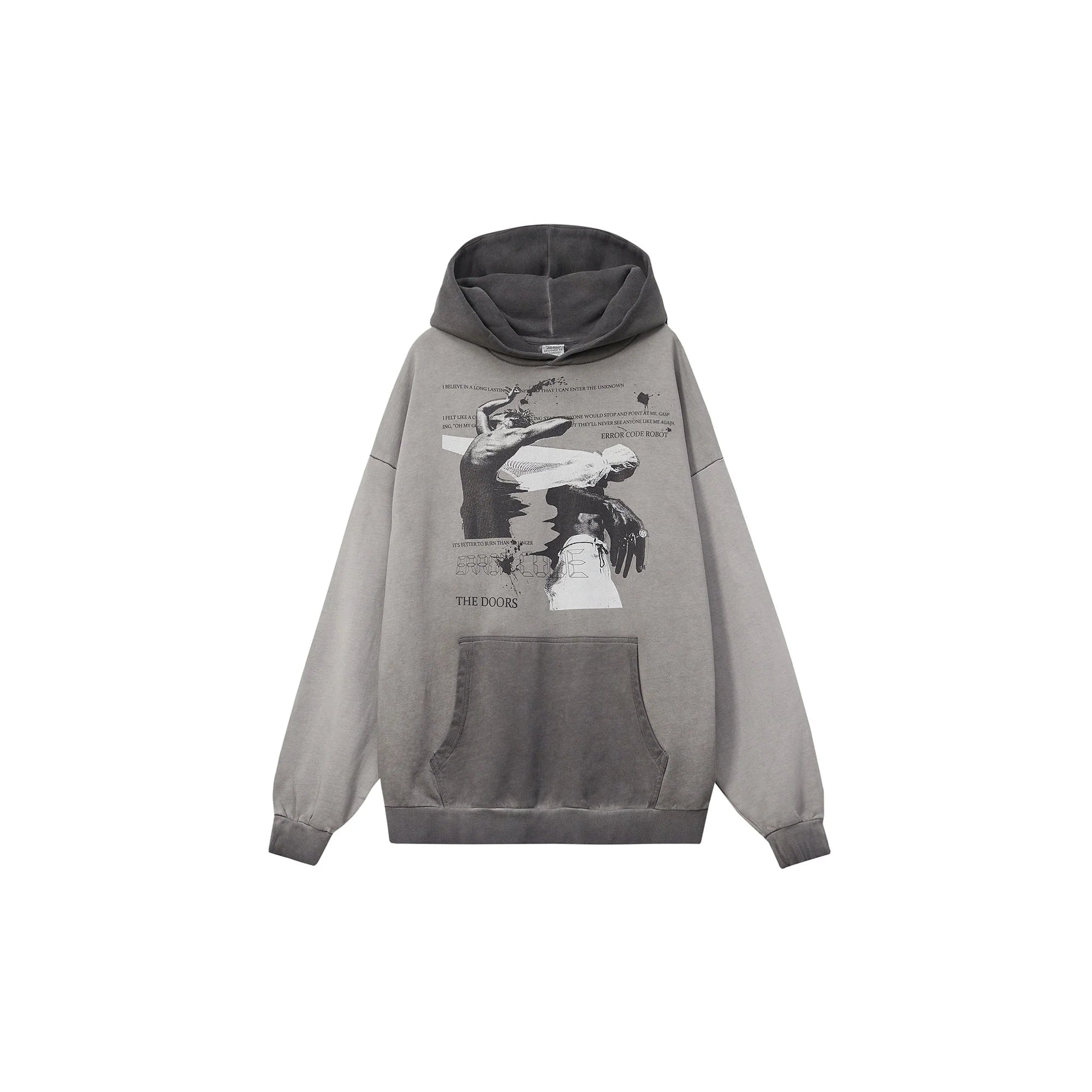 ERROR CODE ROBOT Graphic Faded Oversized Hoodie