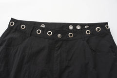 BLACK8MOB Eyelet Waist Tie Multi-Pocket Parachute Pants