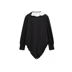 NOTHINGNESS WORLD Ruffle Bib Handkerchief-Hem Oversized Shirt