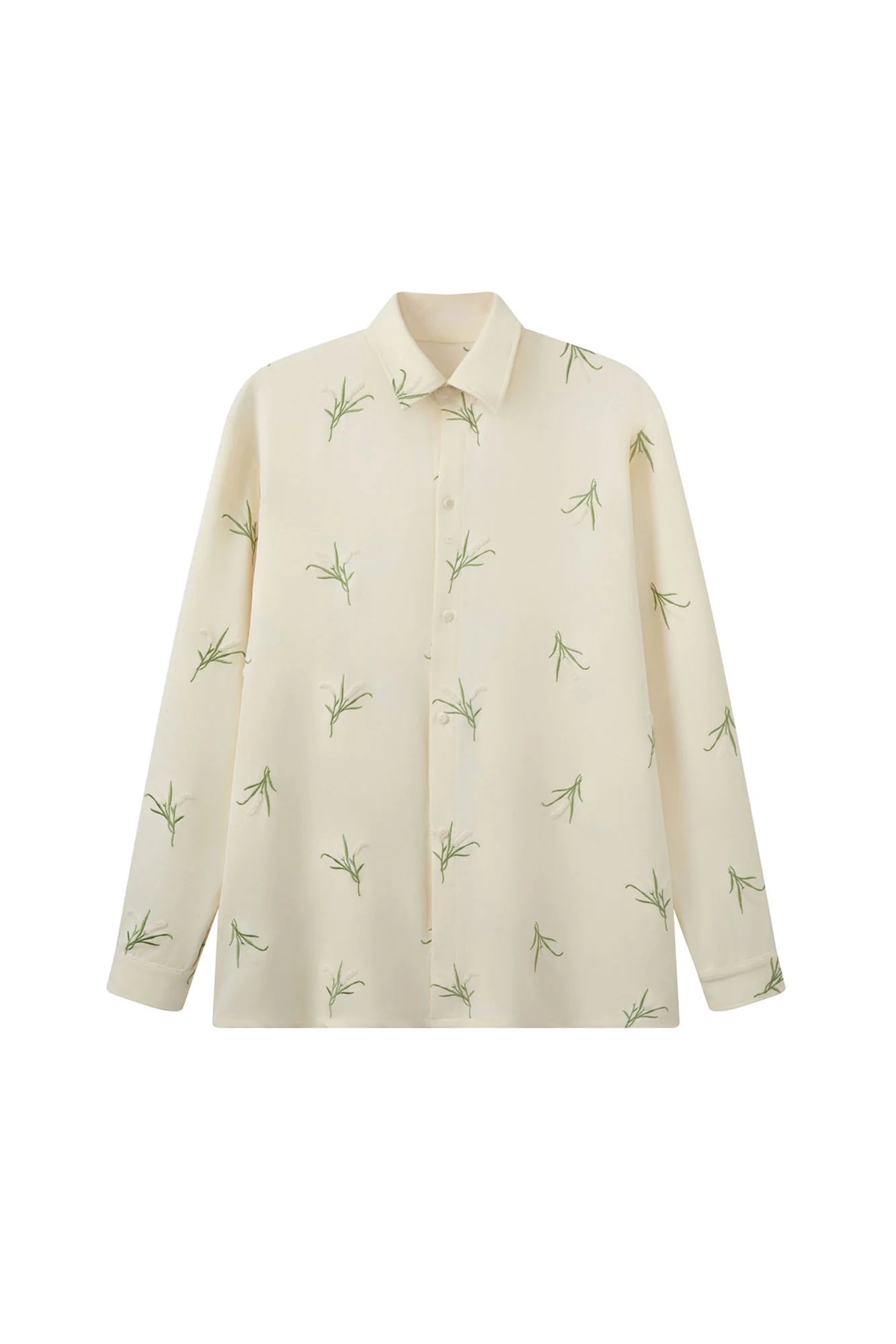 JIECHI Botanic Embroidery Bow Back Shirt