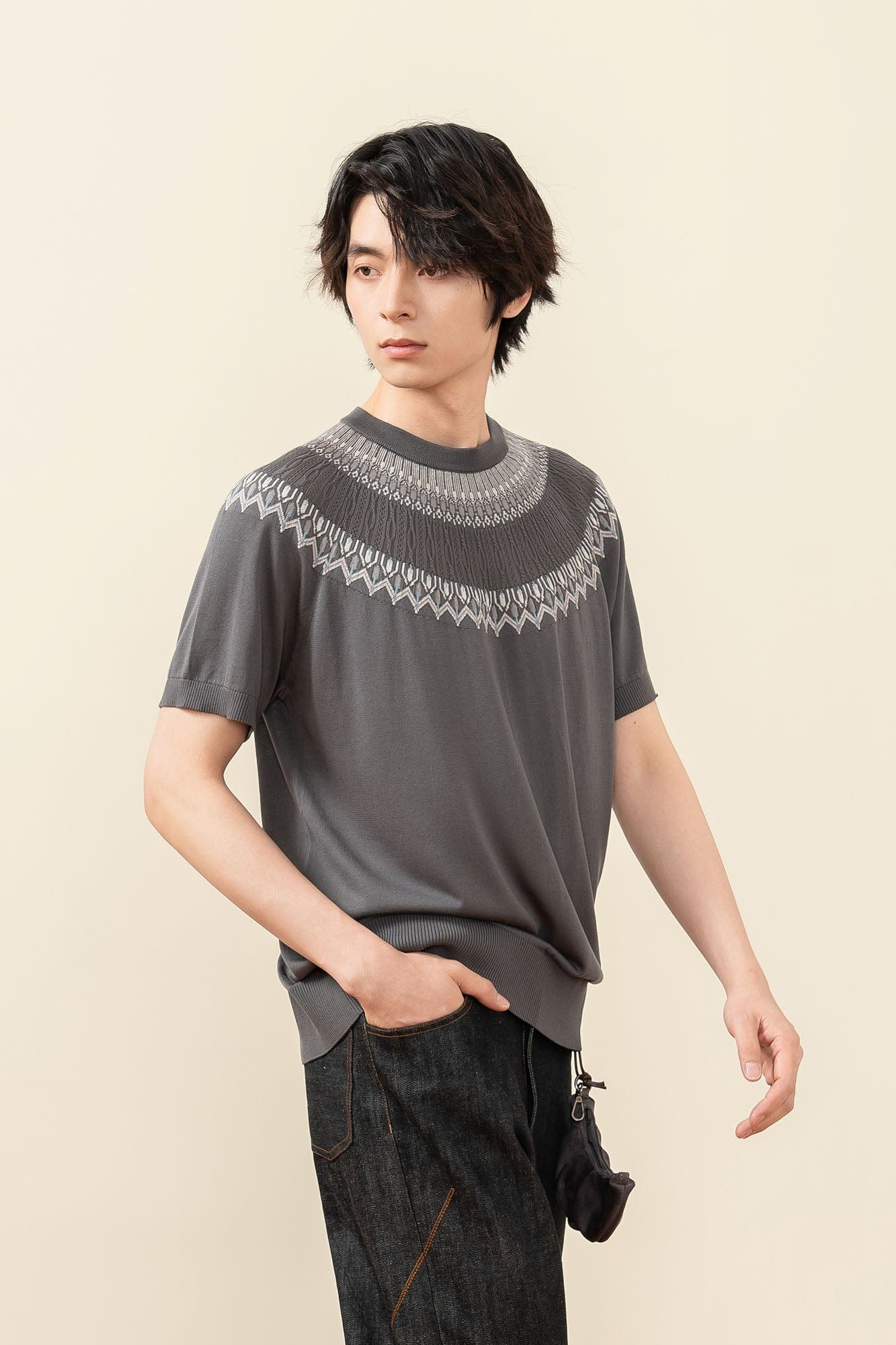 MOITIEDEPETALE Fair Isle Jacquard Tee