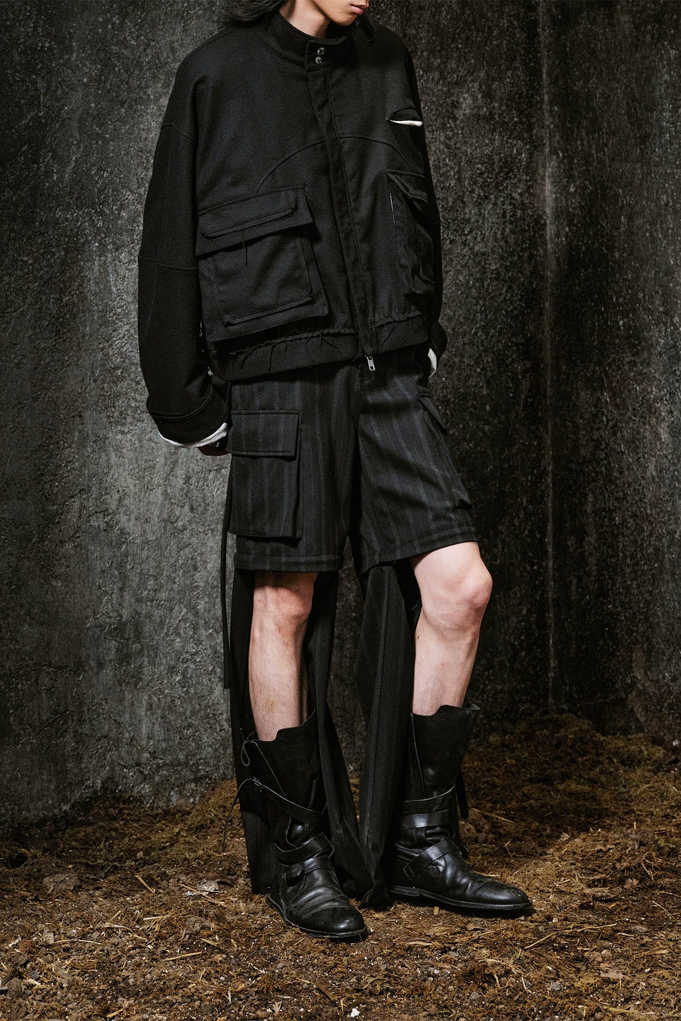 ILNya Nieternite Nifutur Multi-Pocket Stripe Detachable-Leg Pants