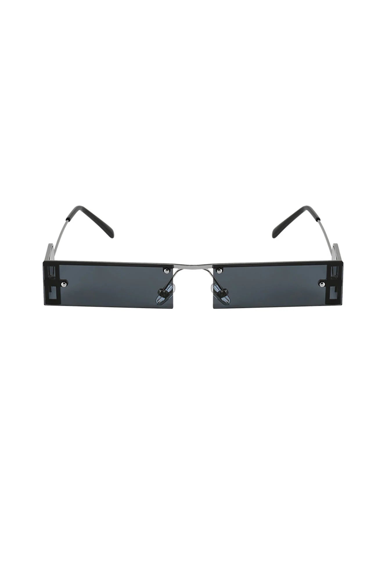 DAMAGE ASIA Rectangle Half-frame Transparent Sunglasses