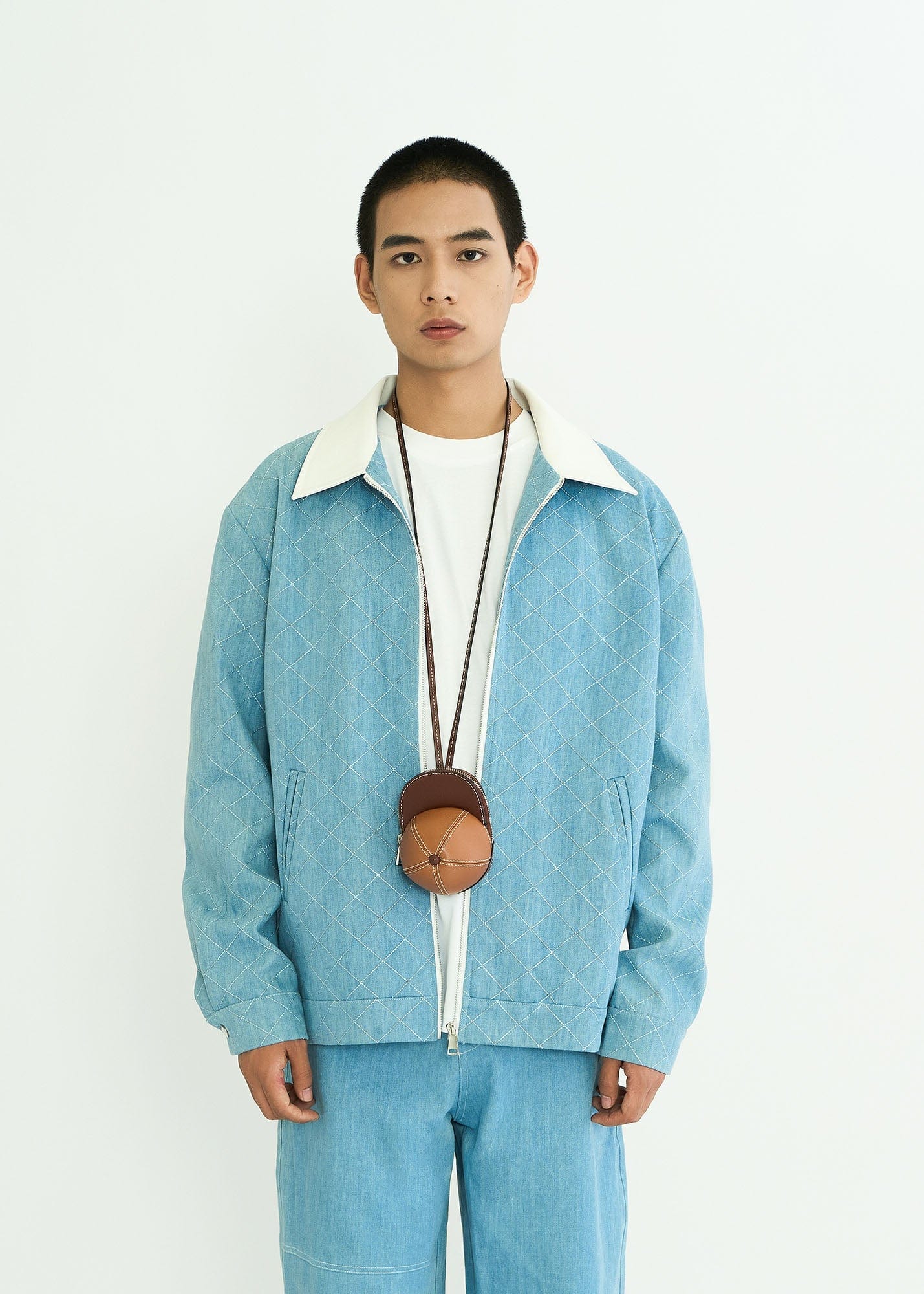 WIID Quilt-Stitch Contrast Collar Jacket
