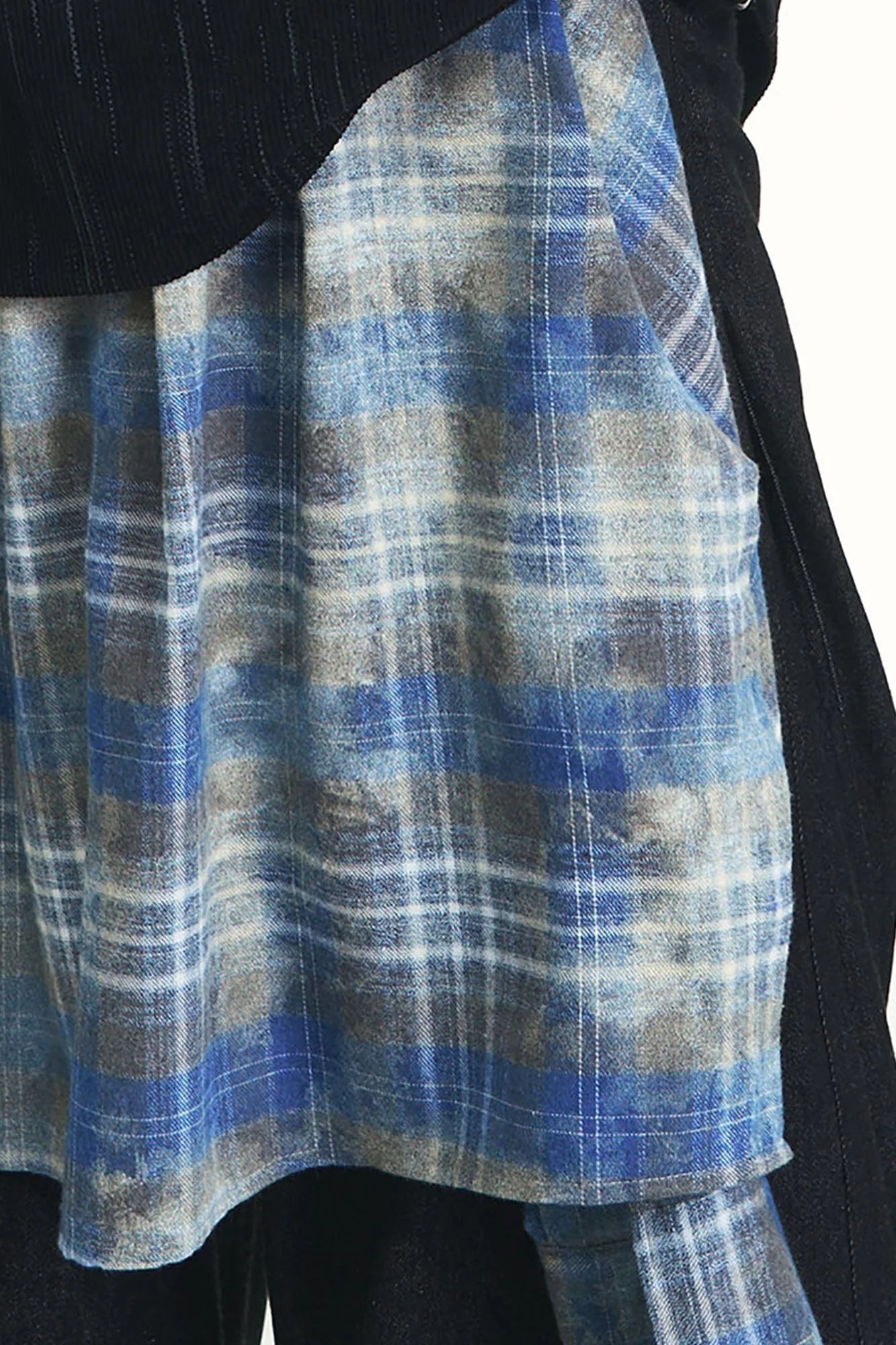 RELABEL Detachable Plaid Flap Panel Wide-Leg Pants