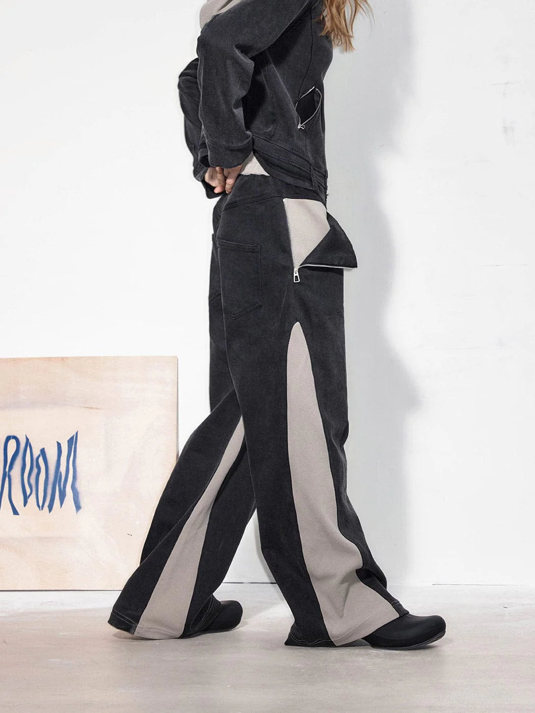 49PERCENT LABELROOM Deconstructed Spliced Straight Jeans