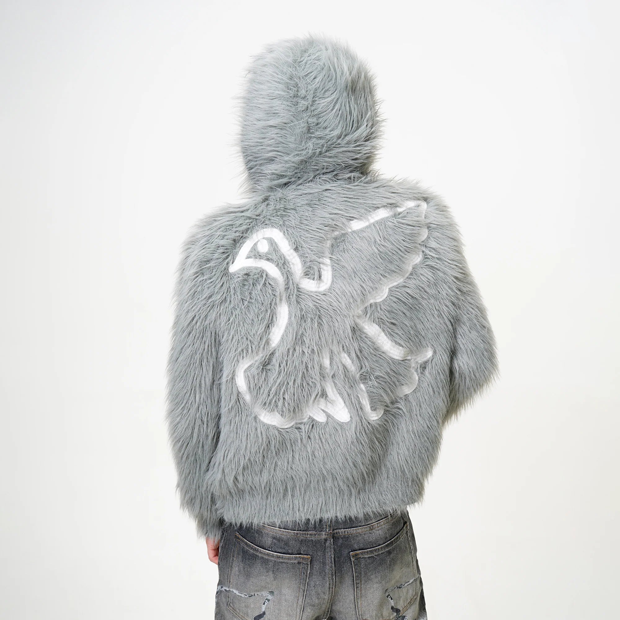VINKID Dove Patch Mohair Zip-Up Hoodie