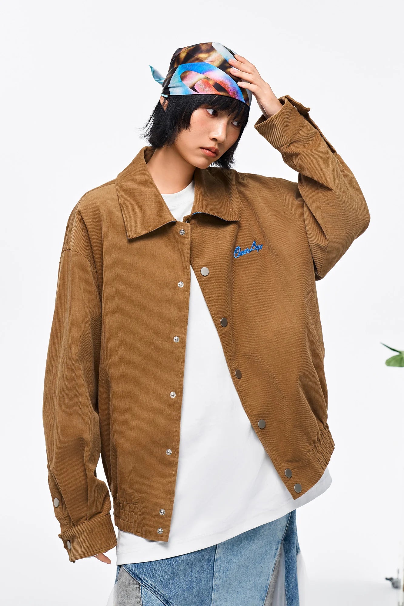 OVERLAPS Embroidered LOGO Utility Snap Jacket