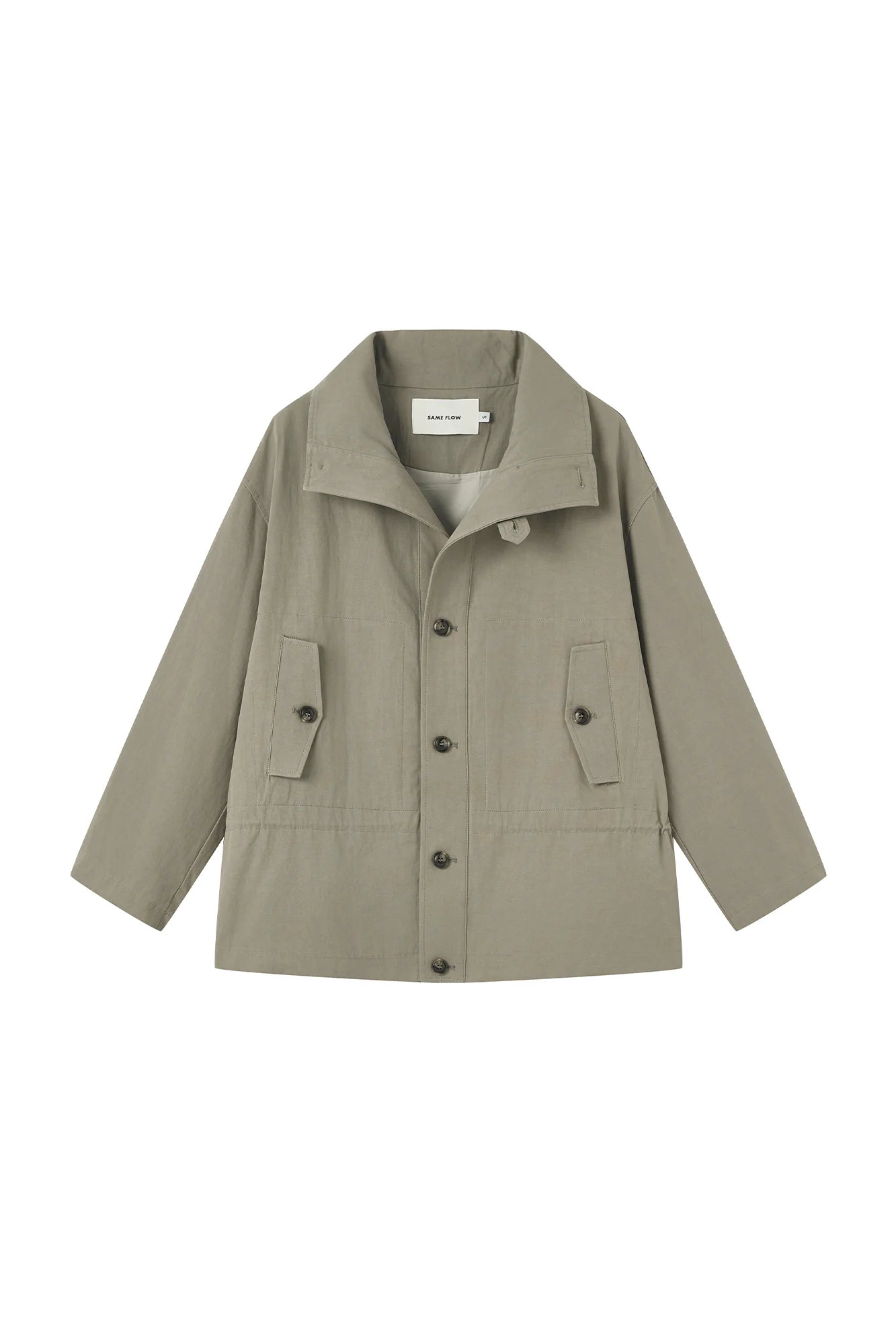 SAME FLOW Stand-Collar Drawstring-Waist Jacket