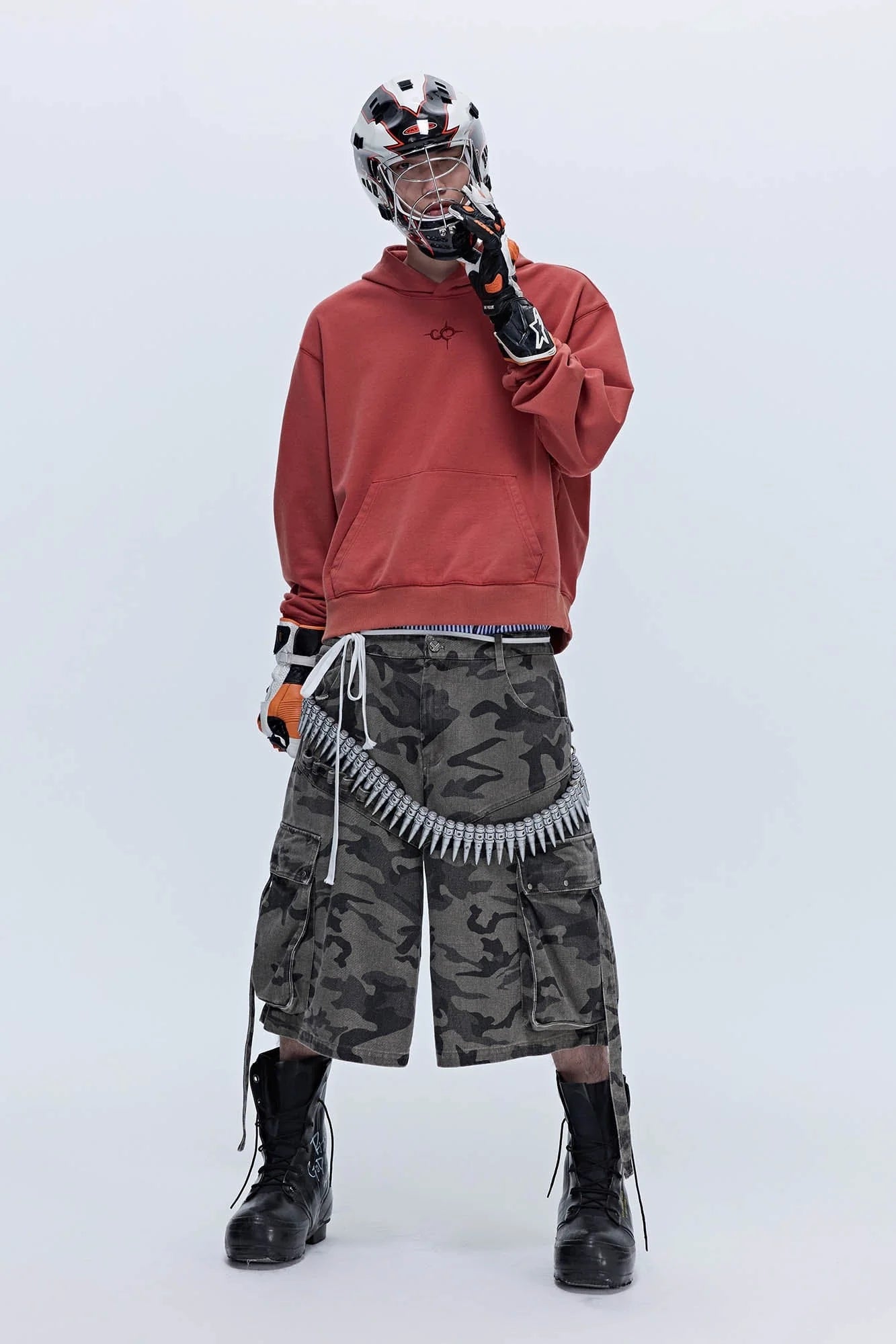SAVAGEGROWTHWORLD Camo Spliced Multi-Pocket Shorts