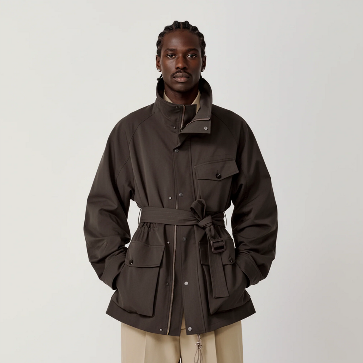 OPICLOTH Multi-Pockets Cinchable Utility Jacket