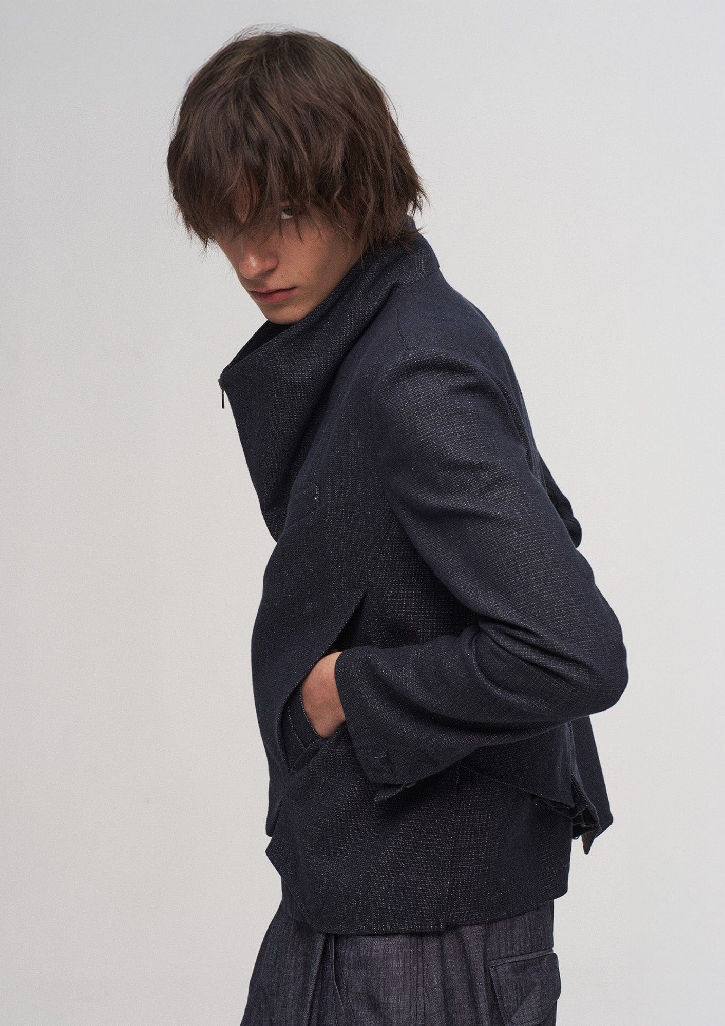 ILNya Nieternite Nifutur Double-Layer Weave Linen Jacket Blue