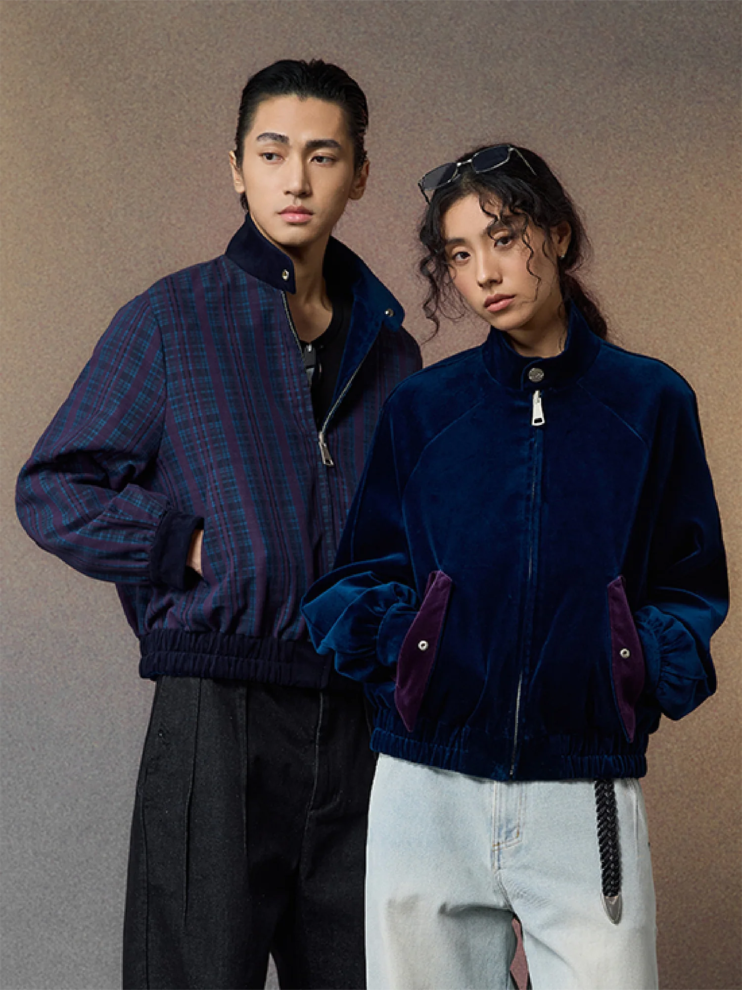 ALVNG AR ANTS Reversible Velvet  Plaid Jacket