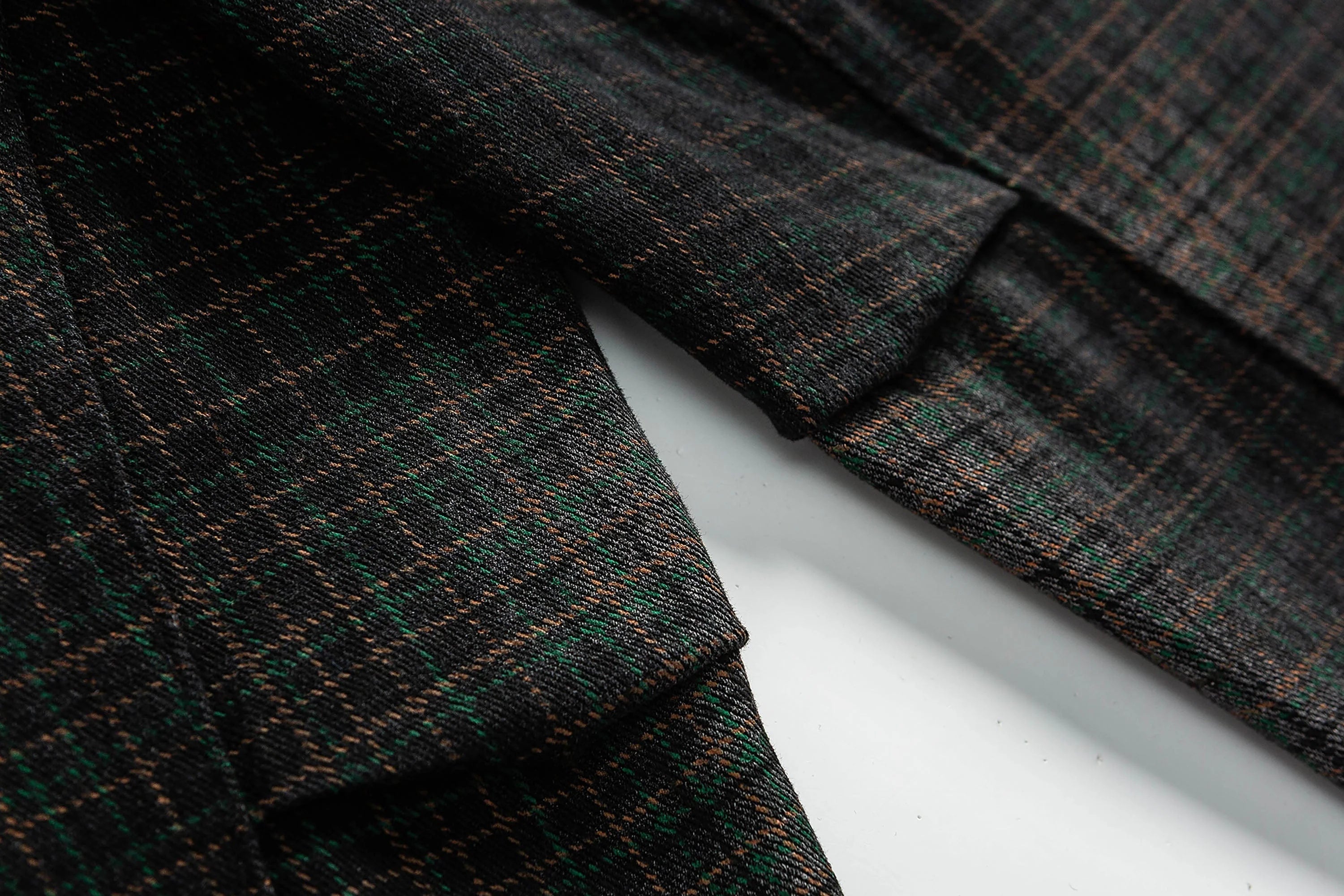 ME DA IGUAL Washed Plaid Tapered Drawstring-Hem Pants