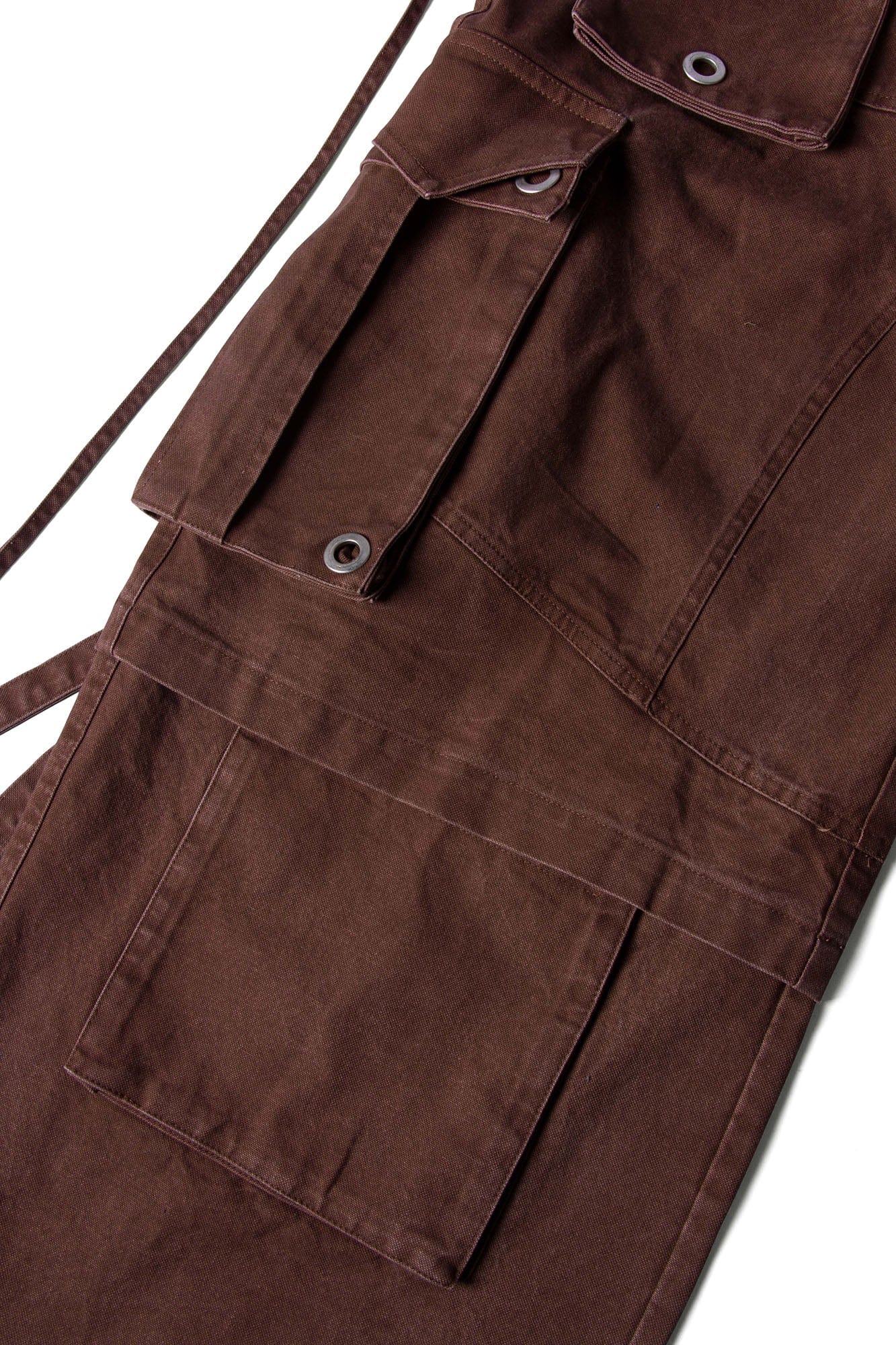 RELABEL Multi-Pocket Detachable Scarf Distressed Cargo Coffee