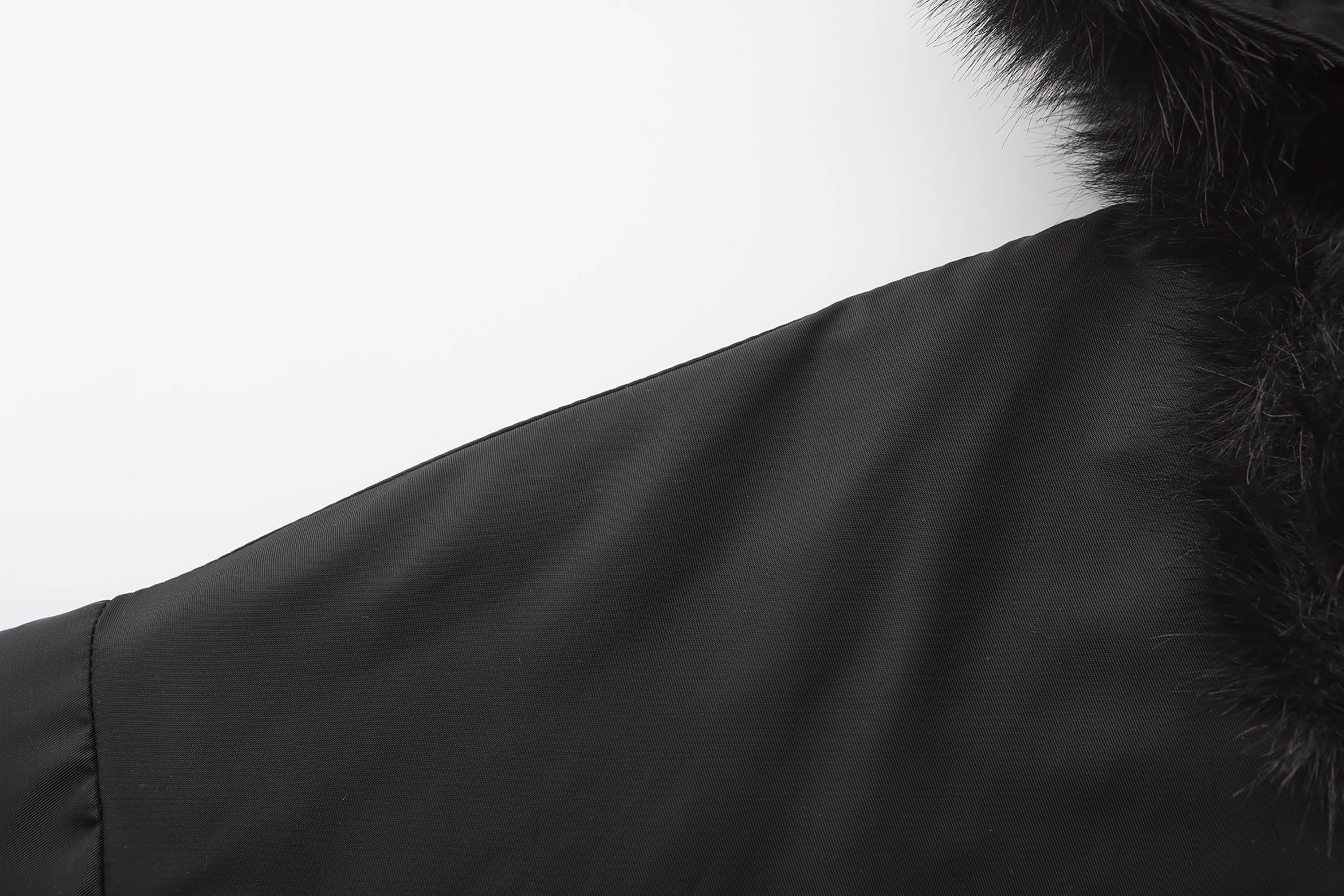 BLACK8MOB Flame Detachable-Fur Hooded Jacket