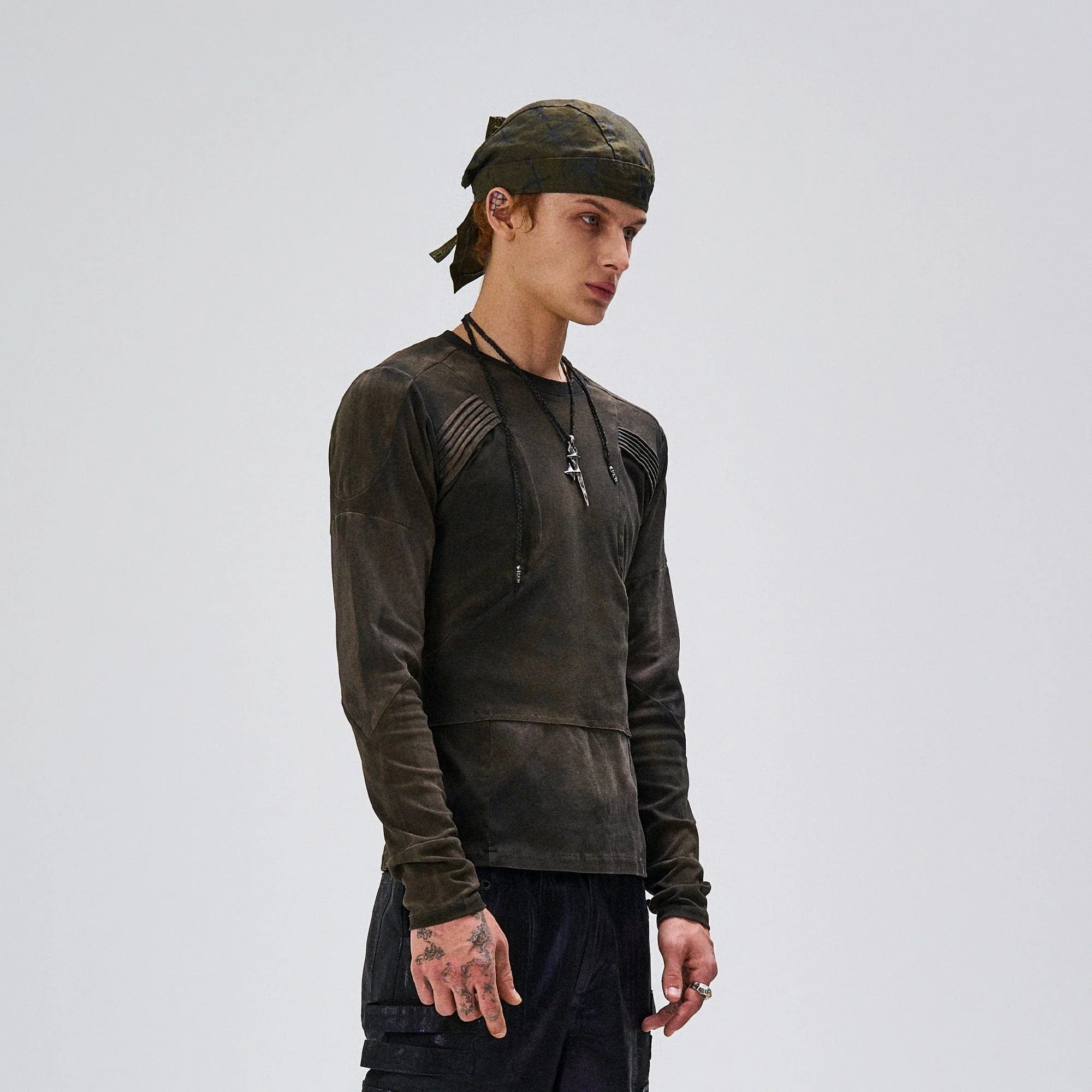 FLYERRER Washed Panelled Slim-Fit Long-Sleeve Tee