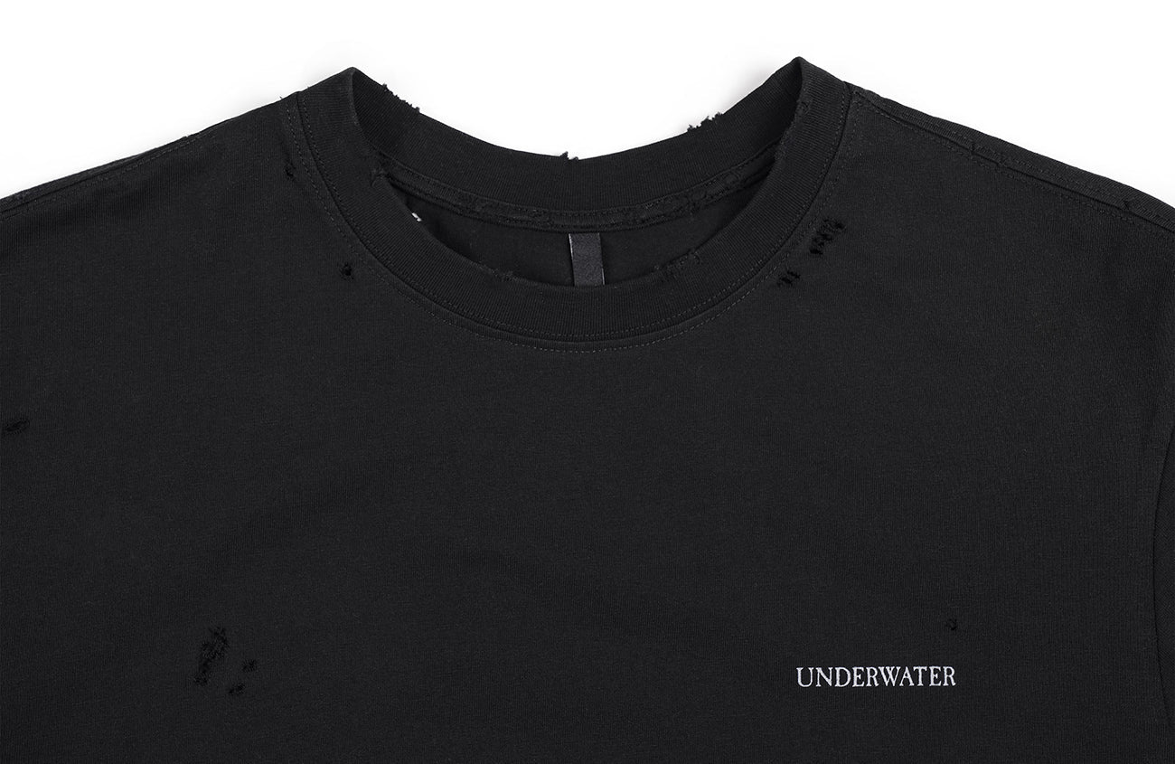 UNDERWATER Demon Slashed Cotton Long Sleeve Tee Black