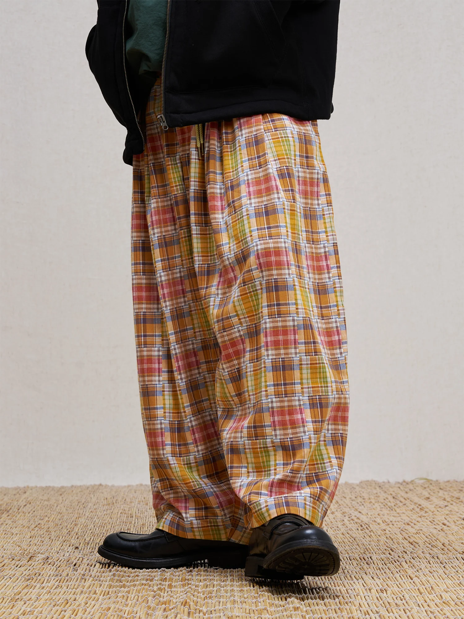 UNLIMITED MOTE Patchwork Plaid Balloon Pants