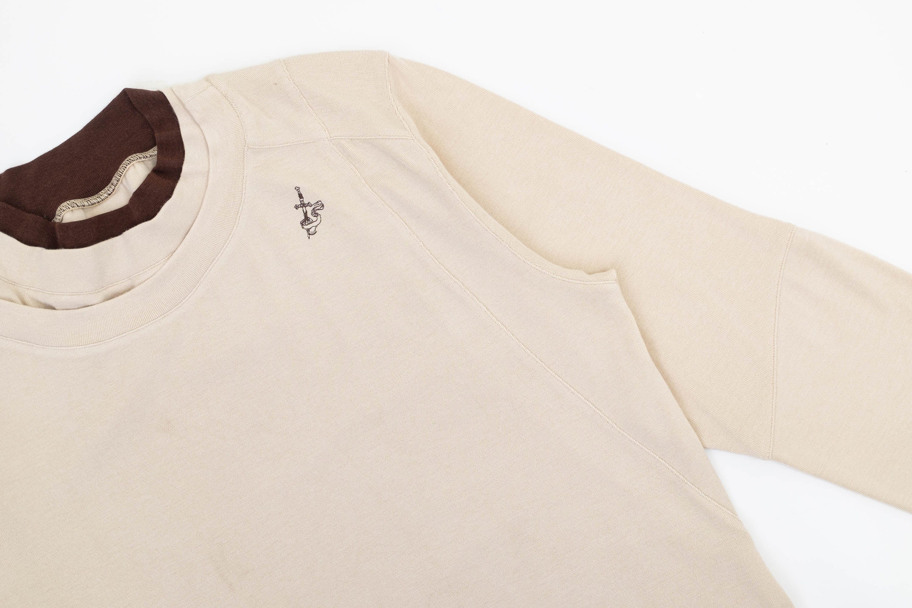 IN EXISTENCE Layered Asymmetrical Neck Embroidered Long-Sleeve Tee