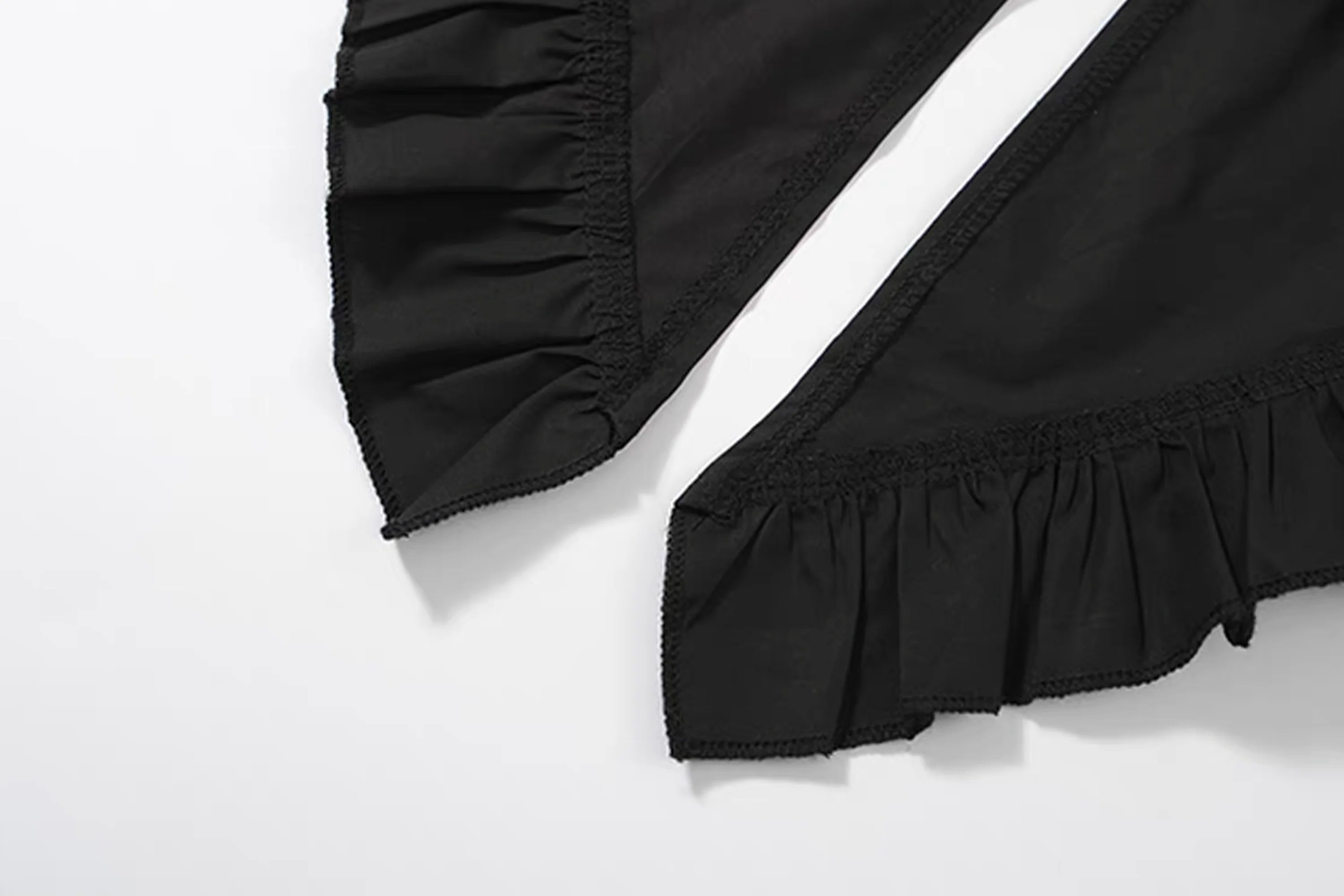 NOTHINGNESS WORLD Ruffle Bib Handkerchief-Hem Oversized Shirt