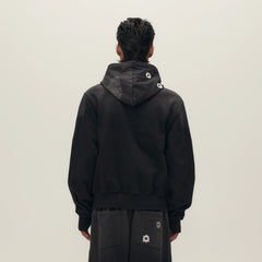 SAVAGEGROWTHWORLD Bullet Hole Graphic Washed Zip-Up Hoodie