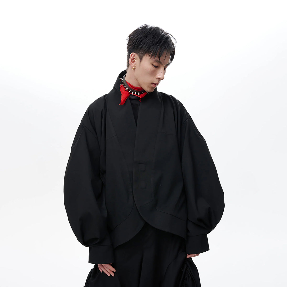 TUIMU Structured Lantern Sleeve Oversized Jacket