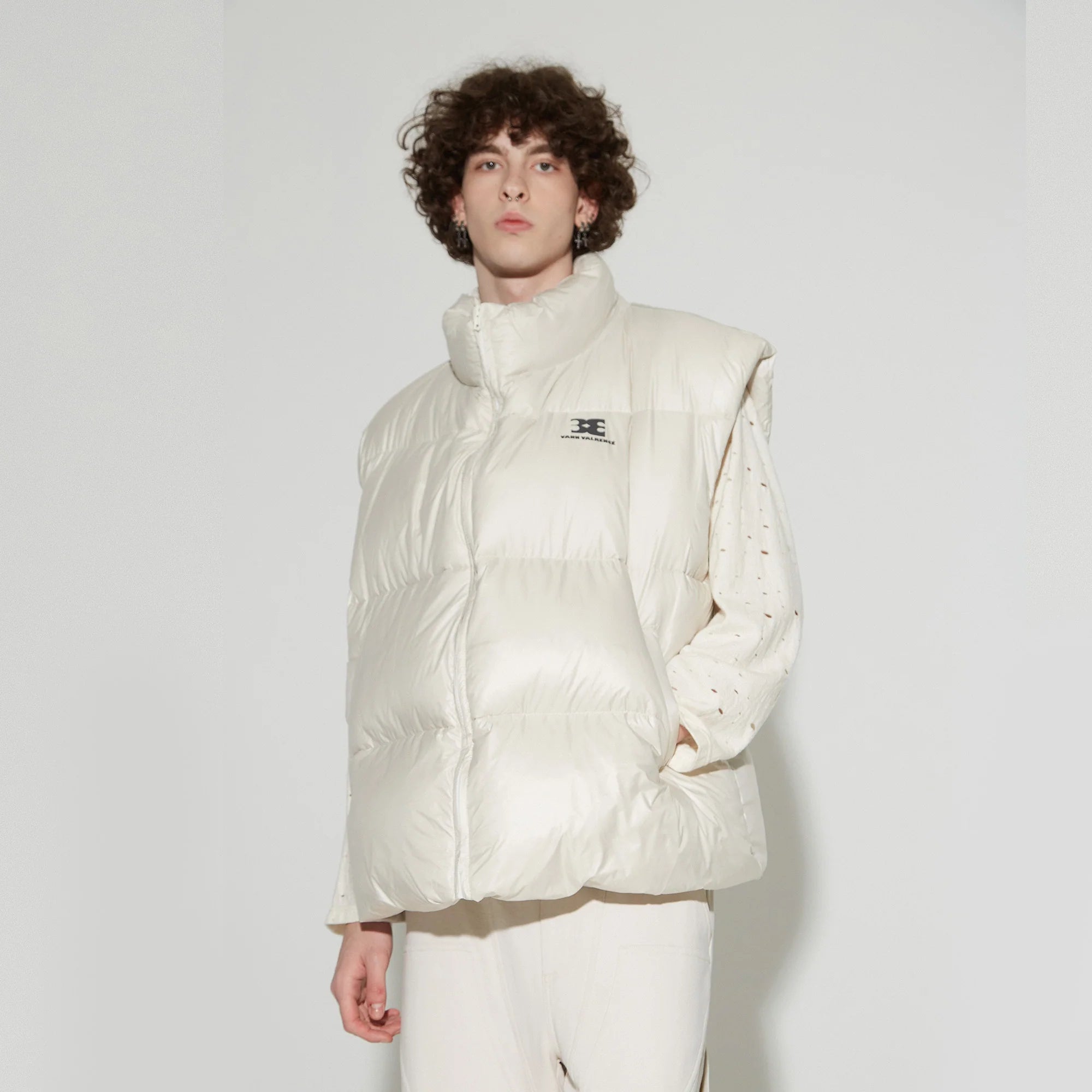 VANN VALRENCE Plain Duck Down Oversized Puffer Vest