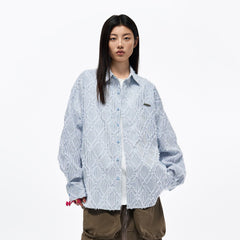 OVERLAPS Frayed Diamond Stripe Overshirt