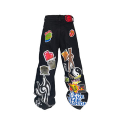 PCCVISION Meme Graphics Wide-Leg Pants