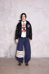 NOTHINGNESS WORLD Snake Graphic Layered-Collar Denim Shirt