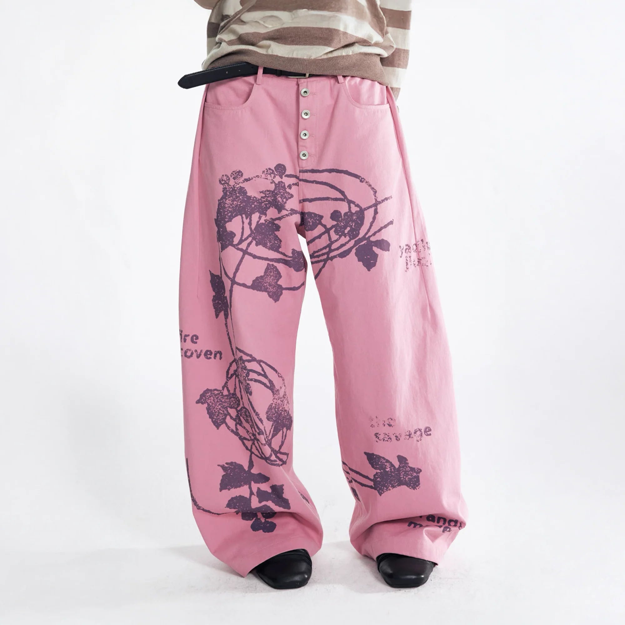 1997 POSTOFFICE Lilac Vine Full-Print Curved Jeans