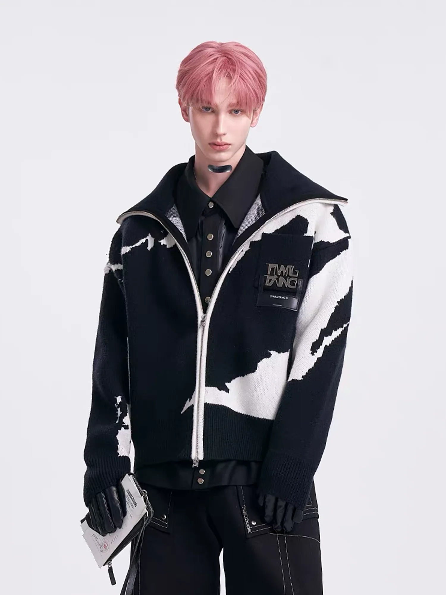 TIWILLTANG Jacquard LOGO Patch Knit Jacket