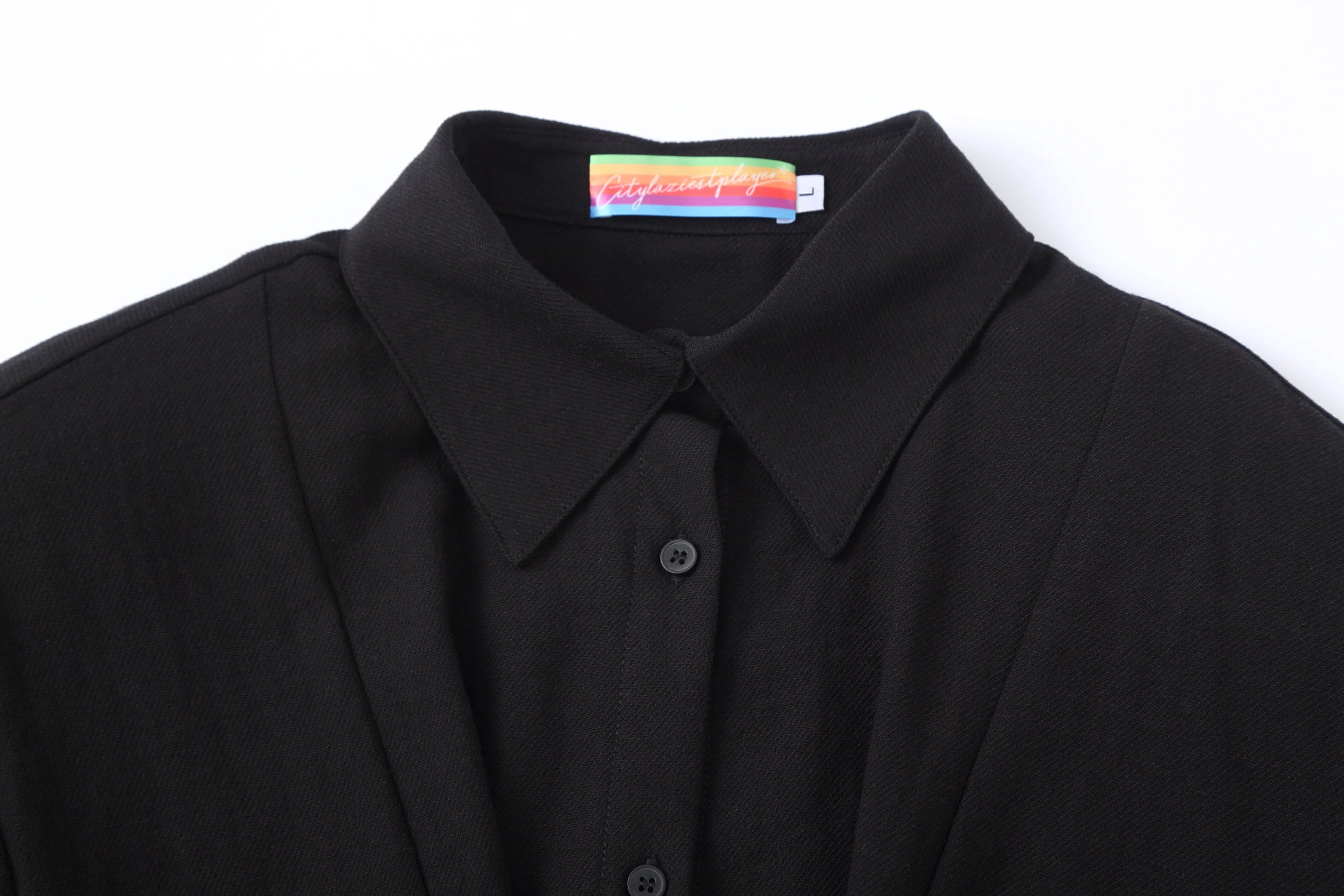 CLP Padded-Shoulder Tie-Waist Shirt